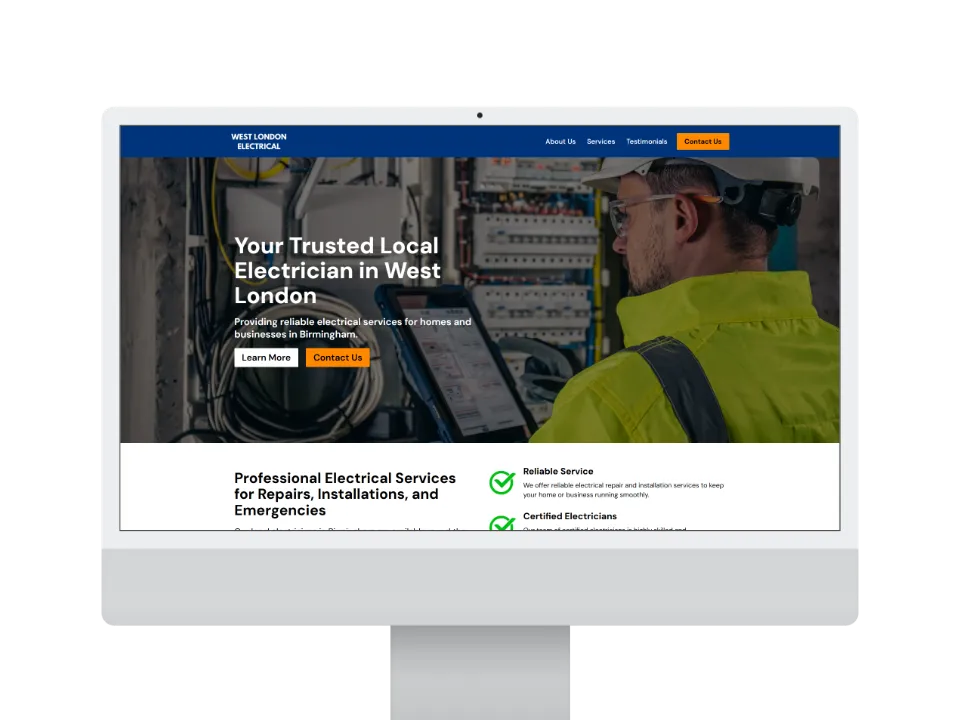 Screenshot of example website